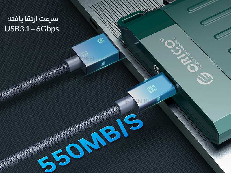 محفظه هارد دیسک ۲.۵ اینچ اوریکو ORICO 2.5 inch M25C3-GR USB3.1 Gen1 Type-C Hard Drive Enclosure