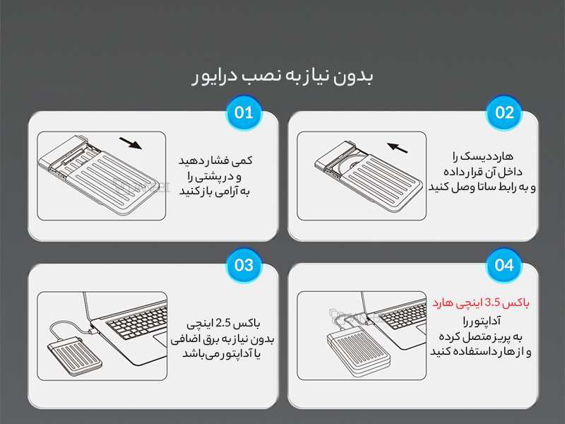 محفظه هارد دیسک ۲.۵ اینچ اوریکو ORICO 2.5 inch M25C3-GR USB3.1 Gen1 Type-C Hard Drive Enclosure