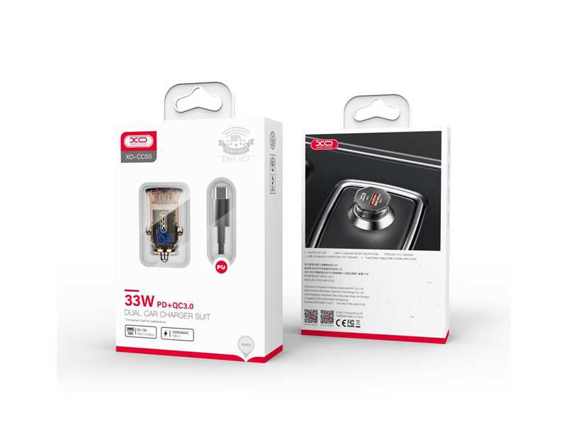 شارژر فندکی فست شارژ 33 وات ایکس او CC50
