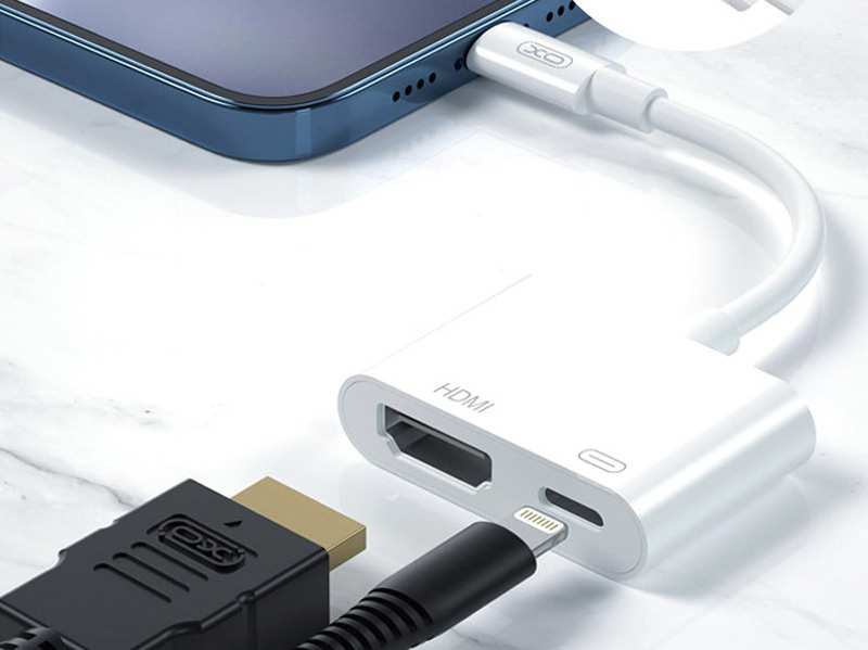 مبدل لایتنینگ به اچ دی ام آی و اتصال همزمان شارژر ایکس او XO HUB005 Lightning To HDMI & Charging Port