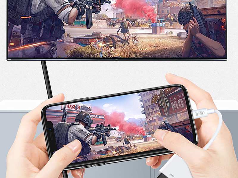 مبدل لایتنینگ به اچ دی ام آی و اتصال همزمان شارژر ایکس او XO HUB005 Lightning To HDMI & Charging Port