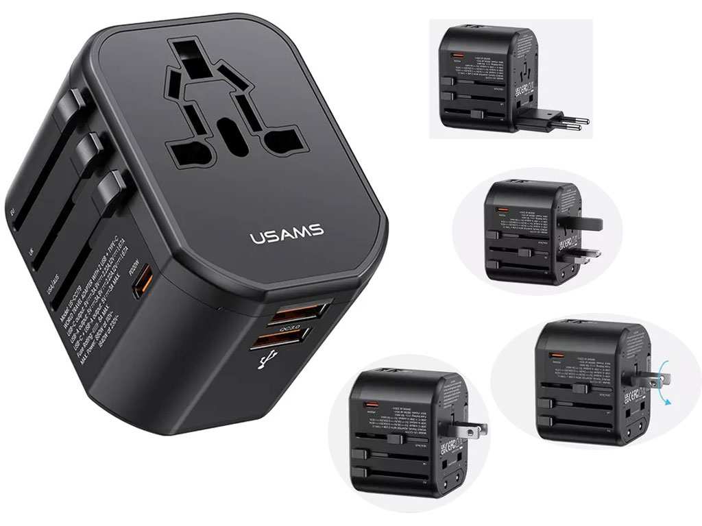 شارژر مسافرتی دو یواس‌بی، یک تایپ‌سی و یک سوکت برق 20 وات یوسامز USAMS US-CC179 T59 20W USB+Type-C Universal Travel Charger 20W - تصویر 16
