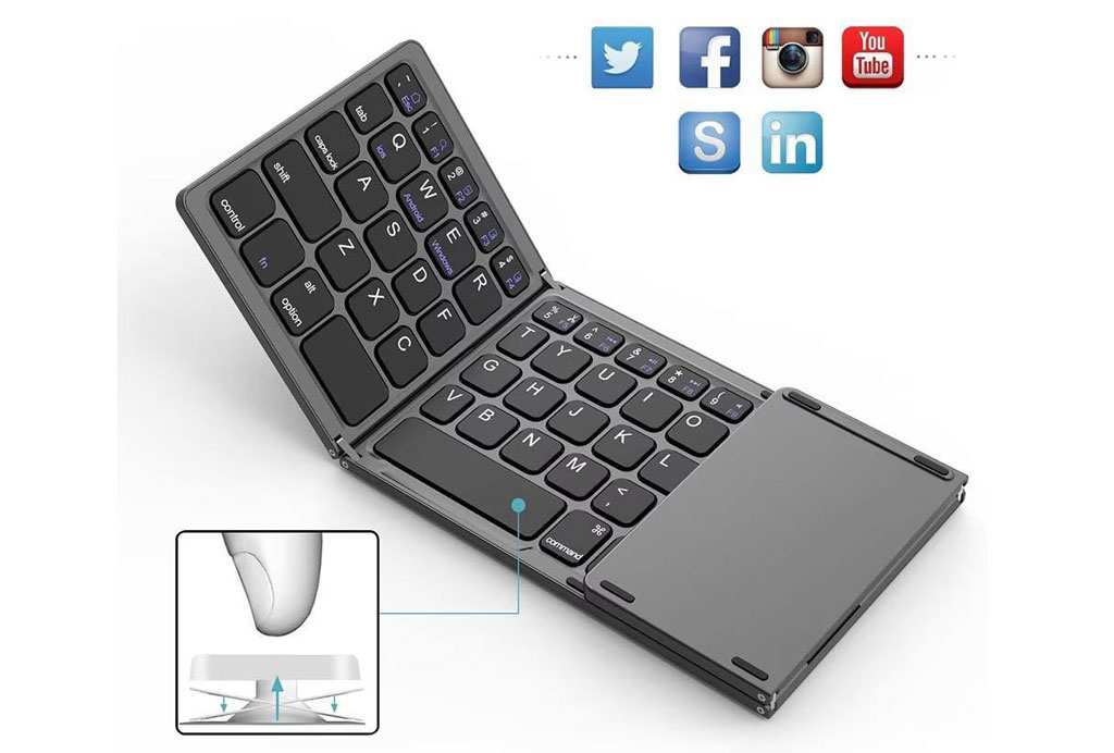کیبورد بلوتوث تاشو با تاچ پد Foldable Bluetooth Keyboard With Touch Pad B033