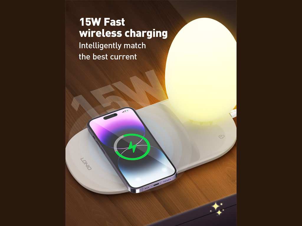 شارژر بی سیم و چراغ خواب رومیزی 15 وات الدینیو Ldnio fats Wireless Charging Desk Lamp Y3