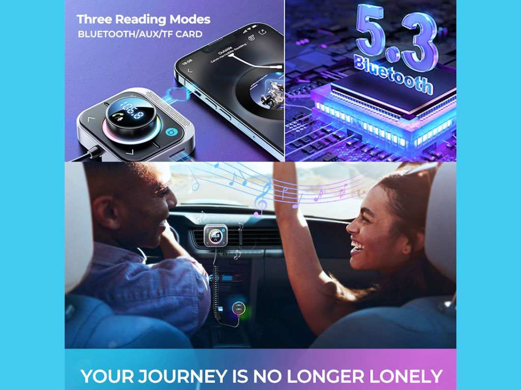 شارژر فندکی فست شارژ ماشین تایپ سی 30 وات و گیرنده بلوتوث خودرو جویروم JR-CL18