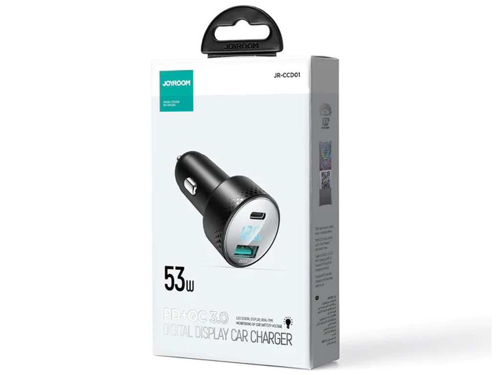 شارژر فندکی فست شارژ ماشین تایپ سی 53 وات جویروم JR-CCD01