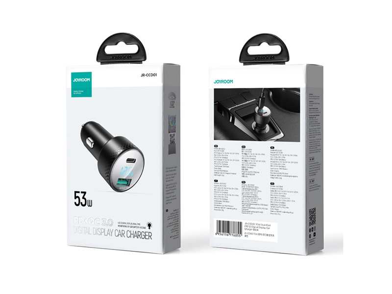 شارژر فندکی فست شارژ ماشین تایپ سی 53 وات جویروم JR-CCD01
