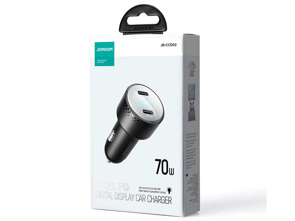 شارژر فندکی فست شارژ ماشین دو پورت تایپ سی 70 وات جویروم JR-CCD02