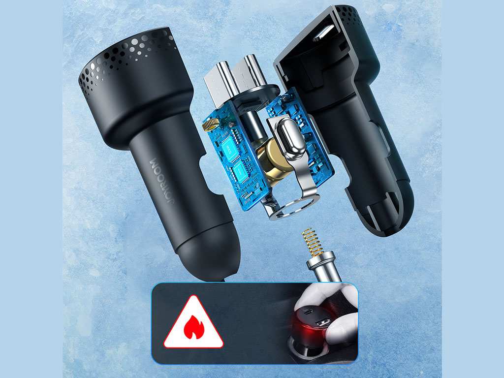 شارژر فندکی فست شارژ ماشین دو پورت تایپ سی 70 وات جویروم JR-CCD02