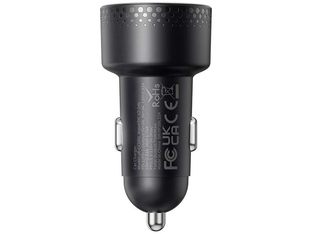 شارژر فندکی فست شارژ ماشین دو پورت تایپ سی 70 وات جویروم JR-CCD02