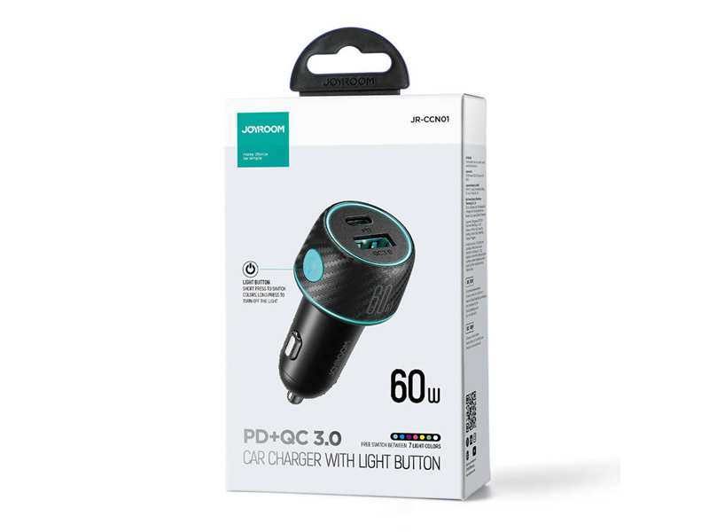 شارژر فندکی فست شارژ ماشین تایپ سی 60 وات جویروم CCN01