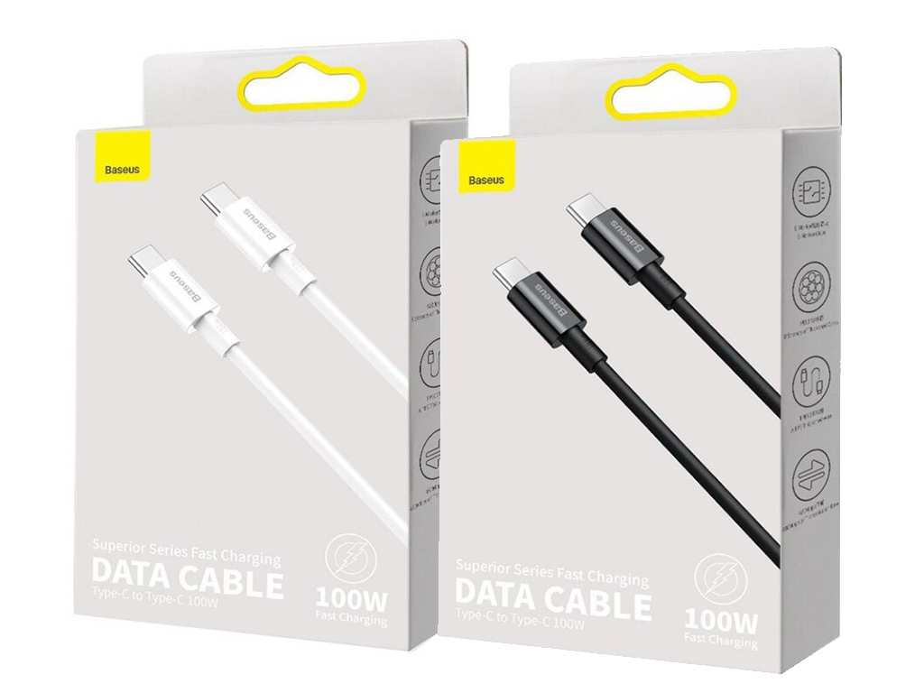 کابل سوپر فست شارژ دوسر تایپ سی 100 وات یک متری بیسوس Baseus Double type C charging cable 100W CATYS-B01