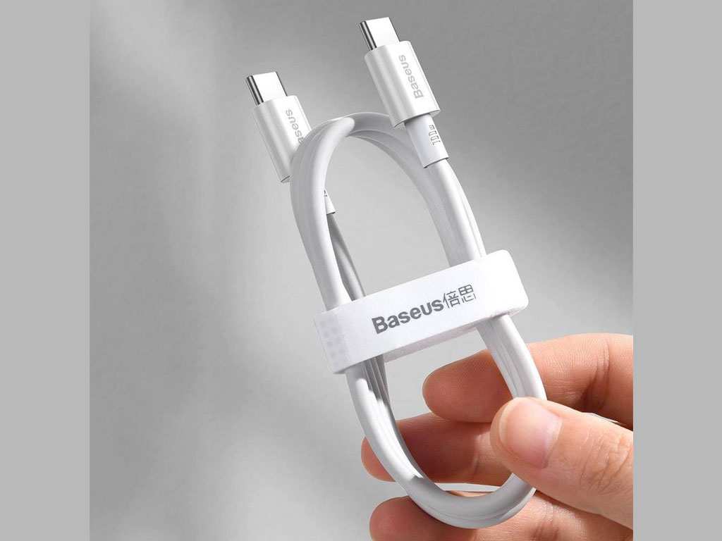 کابل سوپر فست شارژ دوسر تایپ سی 100 وات یک متری بیسوس Baseus Double type C charging cable 100W CATYS-B01