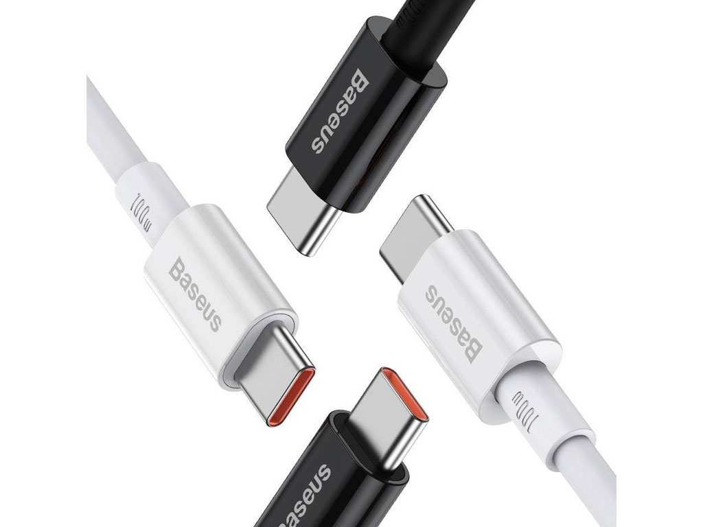 کابل سوپر فست شارژ دوسر تایپ سی 100 وات یک متری بیسوس Baseus Double type C charging cable 100W CATYS-B01