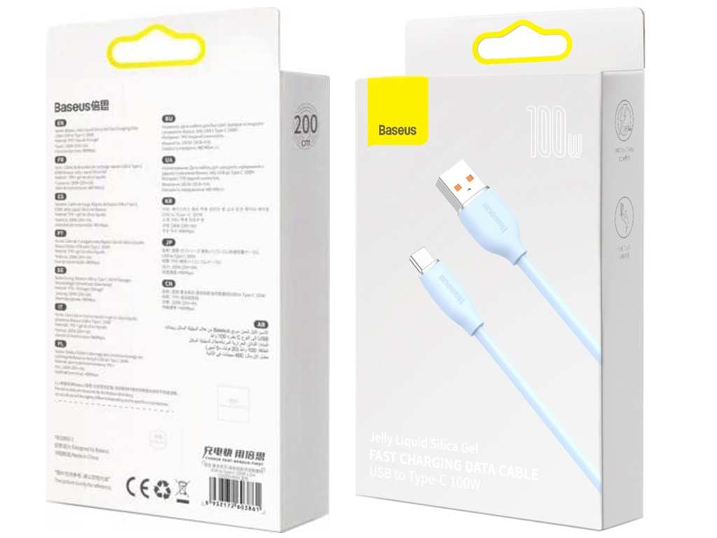 کابل شارژ سریع یواس بی به تایپ سی 2 متری 100وات بیسوس Baseus USB to Type-C fast charging cable 2M 100W CAGD010103