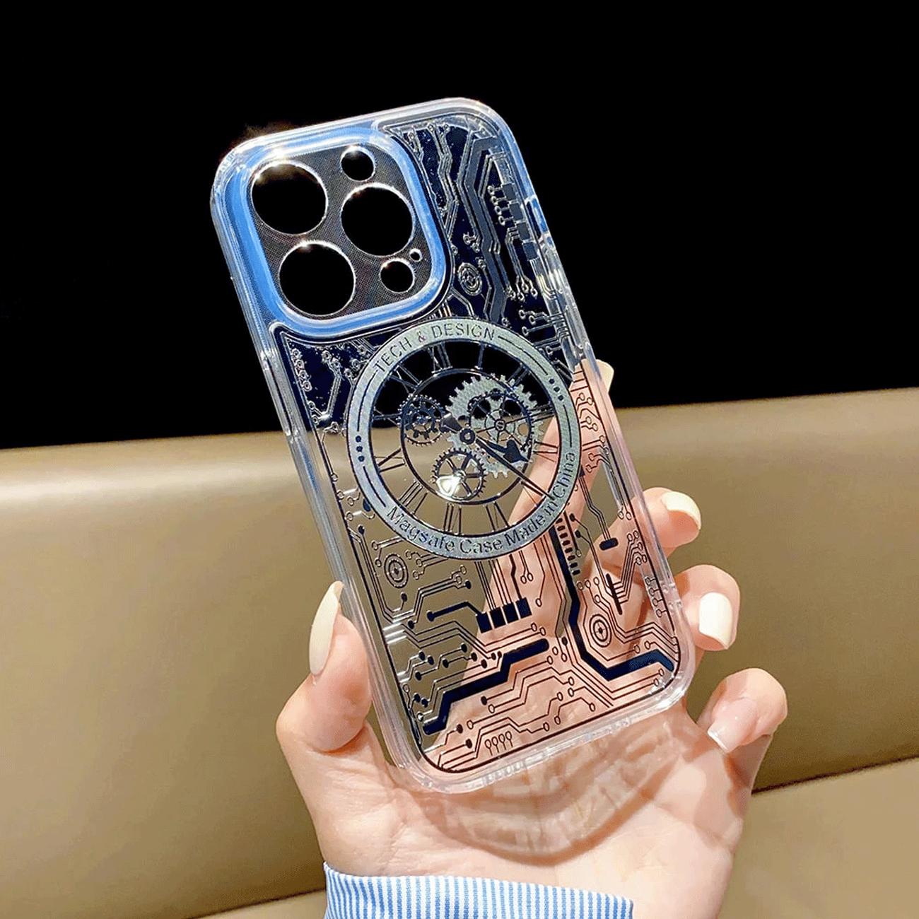 قاب مگنتی شفاف آیفون 13 6.1 اینچی طرح عقربه ساعت جی مکس