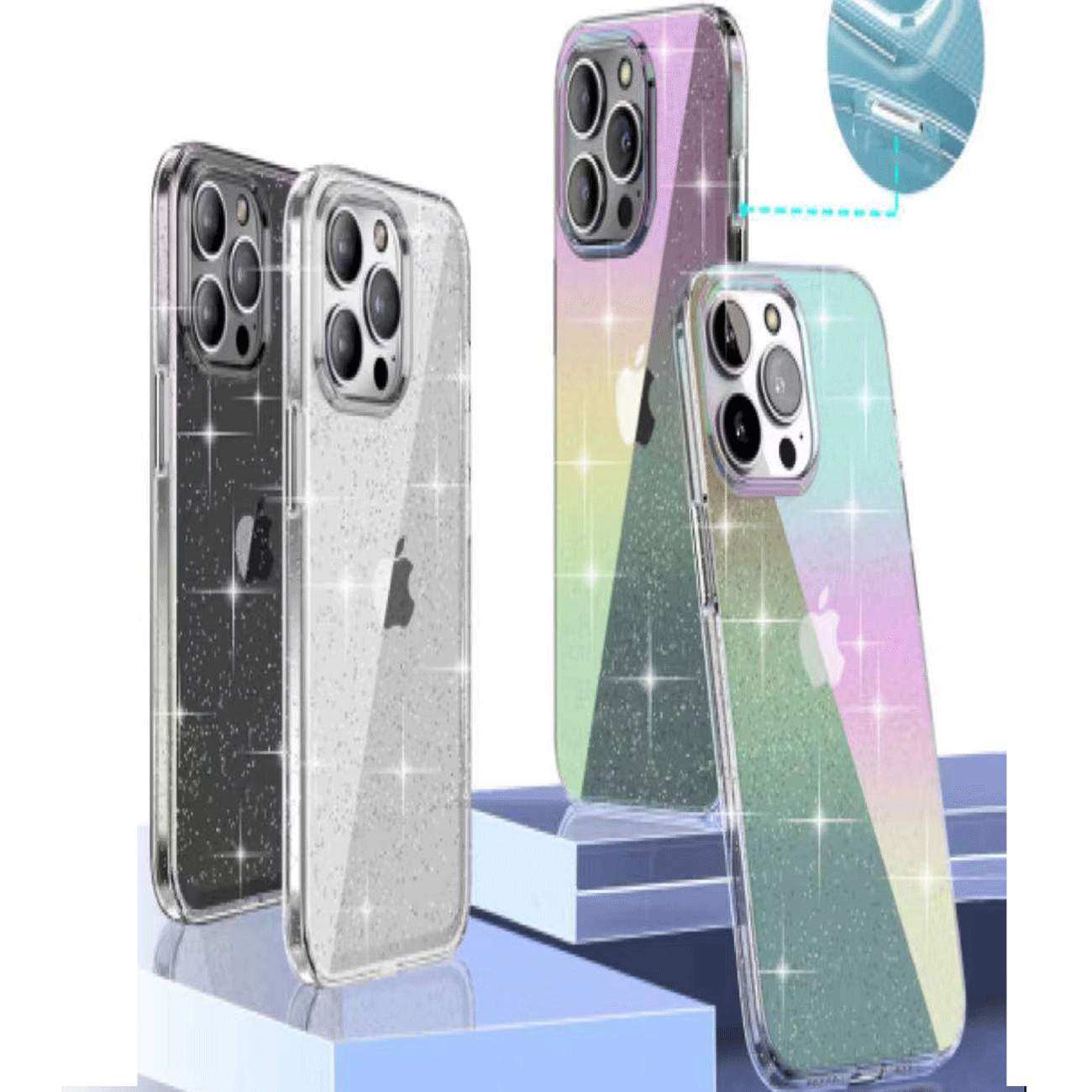 قاب شاین شفاف رنگی آیفون 12 پرومکس جی مکس Glitter