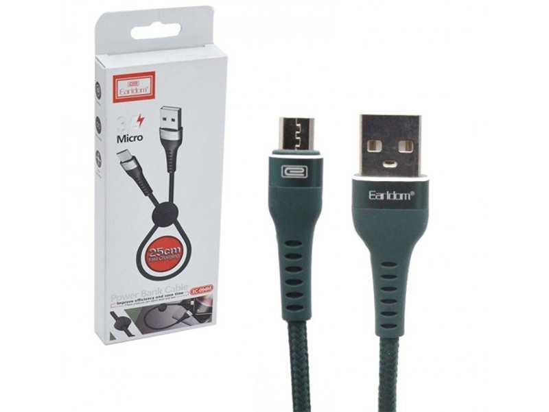 کابل شارژ یو اس بی به میکرو یو اس بی پاوربانکی 25 سانتی متری ارلدام Earldom EC-094M USB Data Cable 25cm