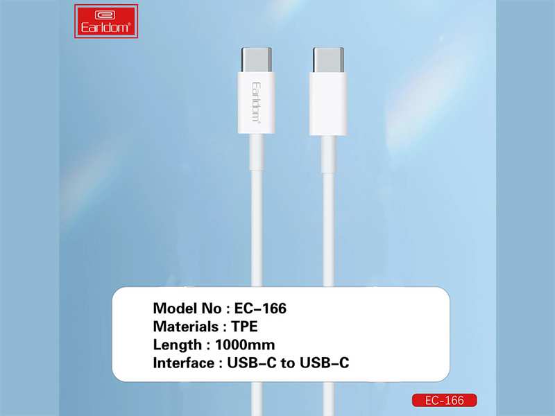 کابل شارژ سریع دوسر تایپ سی 60 وات یک متری ارلدام Earldom PD Charging Cable 1m 60W EC-166