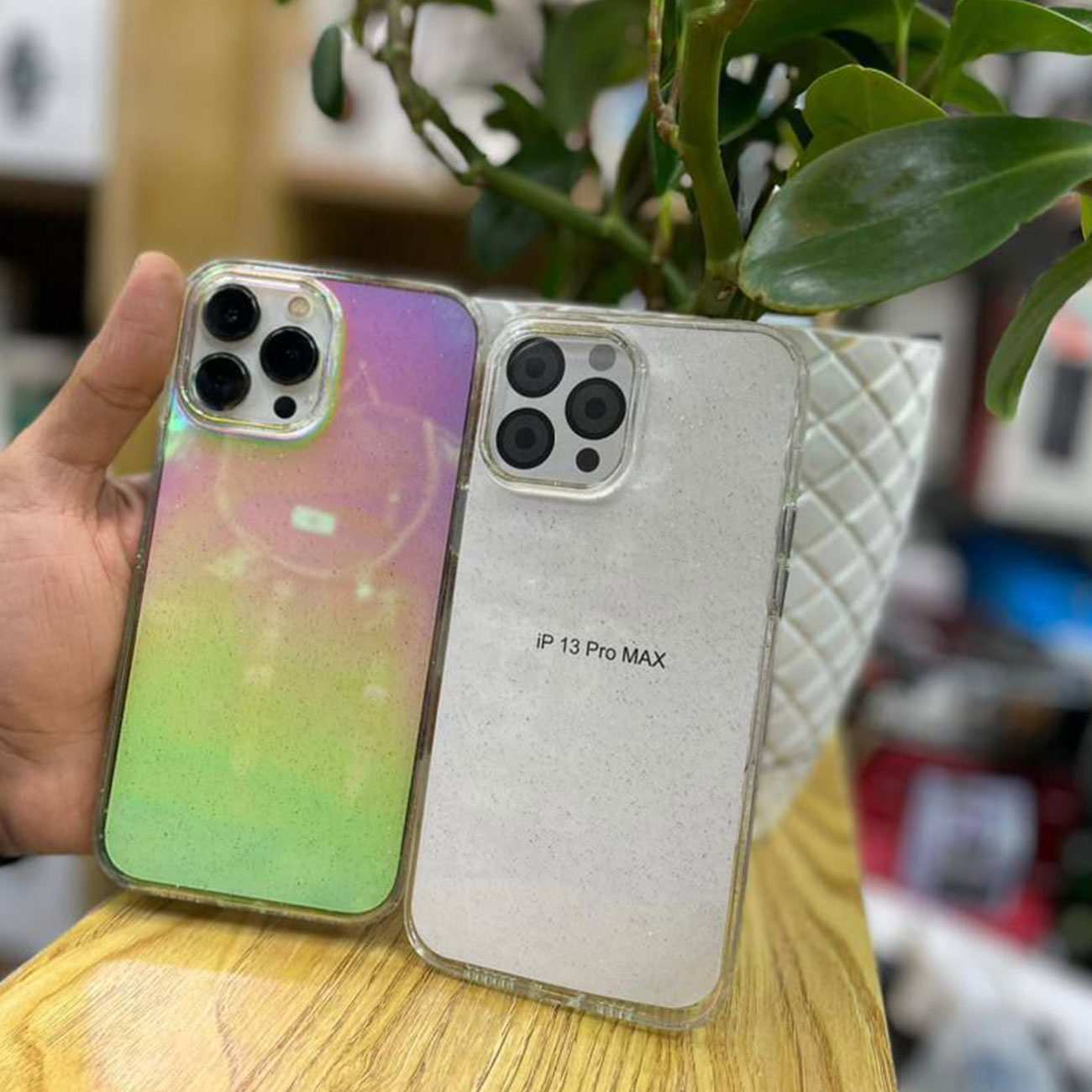 قاب شاین شفاف رنگی آیفون 14 پرومکس جی مکس Glitter