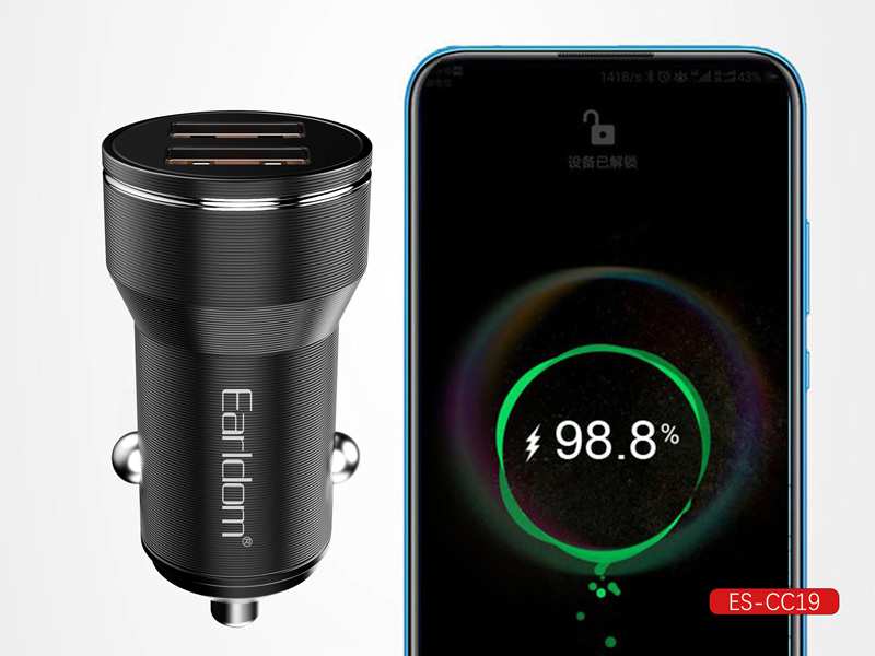 شارژر فندکی فست شارژ ماشین 2.4 آمپر ارلدام ES-CC19