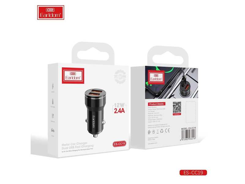 شارژر فندکی فست شارژ ماشین 2.4 آمپر ارلدام ES-CC19