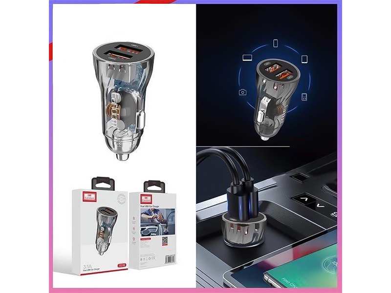شارژر فندکی فست شارژ ماشین 3.1 آمپر ارلدام CC18