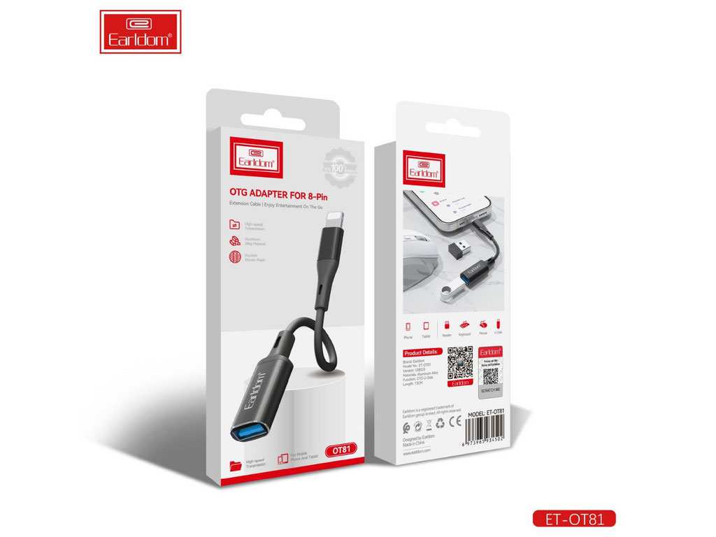 مبدل اوتیجی آیفون یواسبی به لایتنینگ ارلدام EARLDOM ET-OT81 OTG adapter 8 Pin
