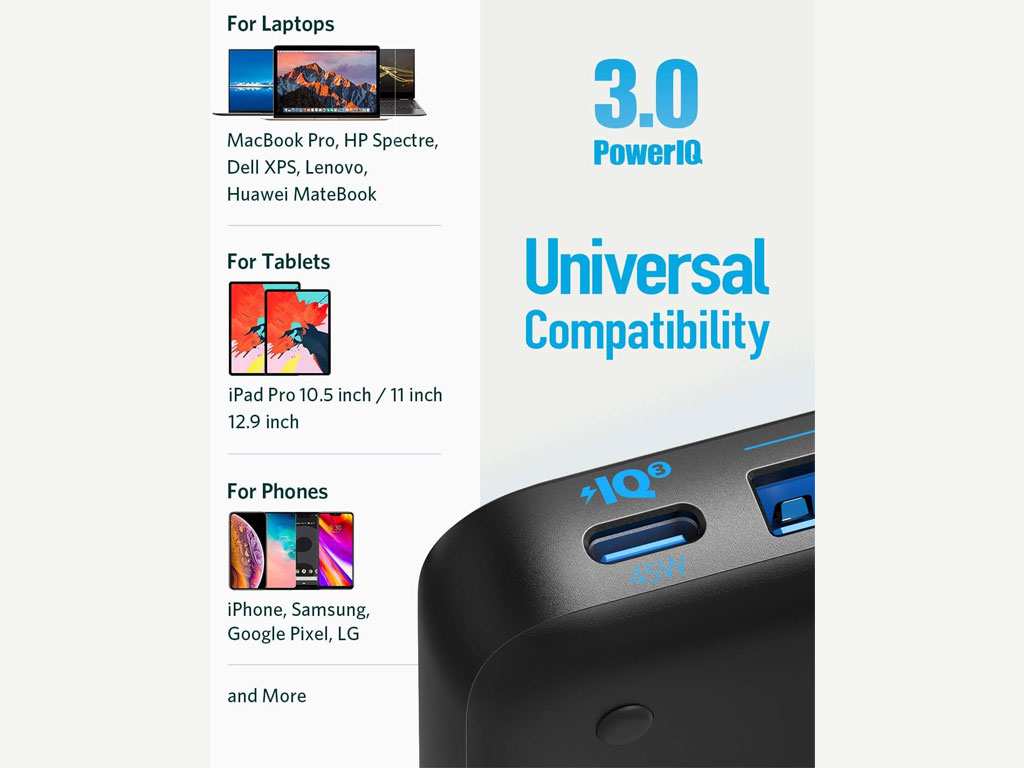 پاورهاب یو اس بی و تایپ سی 4 پورت 65 وات انکر Anker PowerPort Atom III Slim A2045