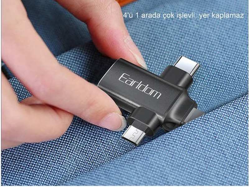 مبدل او تی جی سه کاره تایپ سی، لایتنینگ و میکرو به یو اس بی ارلدم EARLDOM 3IN1 OTG OT80