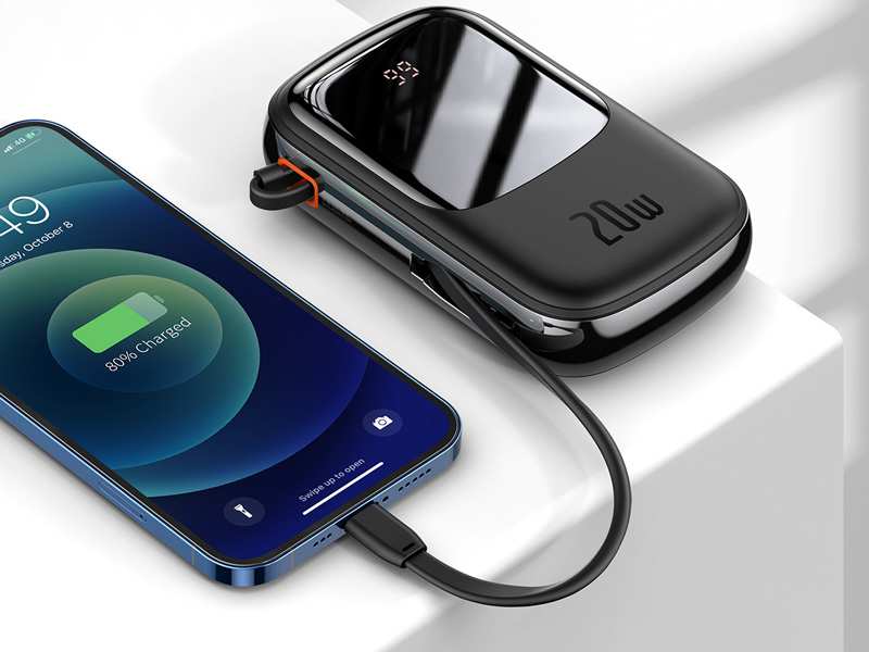 پاوربانک تایپ سی و یو اس بی 20 وات 20000 همراه با کابل لایتنینگ بیسوس BASEUS POWER BANK 20000MAH QPOW PRO PD 20W PPQD060201