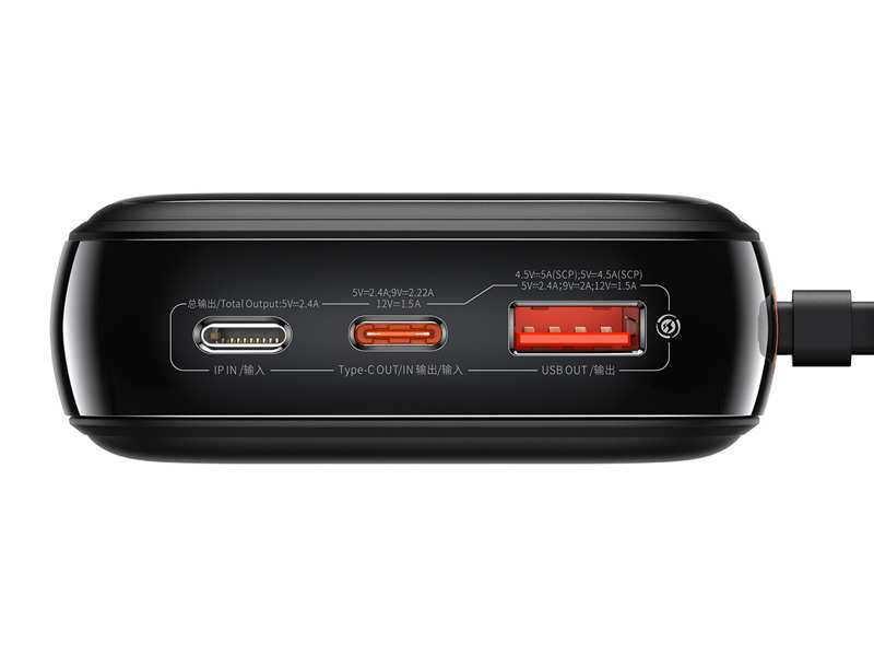 پاوربانک تایپ سی و یو اس بی 20 وات 20000 همراه با کابل لایتنینگ بیسوس BASEUS POWER BANK 20000MAH QPOW PRO PD 20W PPQD060201