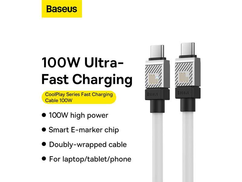 کابل سوپر فست شارژ تایپ سی به تایپ سی 100 وات یک متری بیسوس Baseus CoolPlay Series Fast Charging Cable Type-C - Type-C