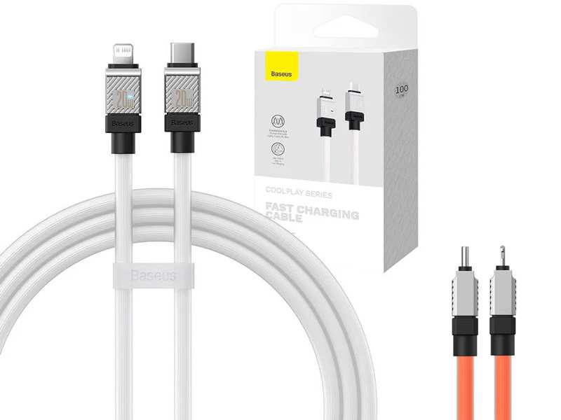 کابل شارژ سریع تایپ سی به لایتنینگ 20 وات یک متری بیسوس Baseus USB-C to Lightning Coolplay Series CAKW000002