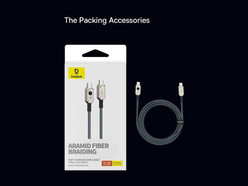 کابل سوپر فست شارژ تایپ سی به تایپ سی 100 وات 1 متری بیسوس Baseus Type C Aramid Fiber Braiding Fast Charging Cable