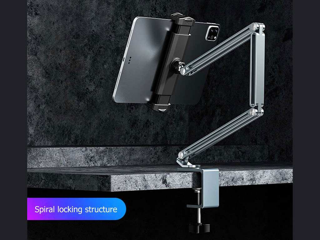 هولدر گوشی موبایل و تبلت گیرهای بازوبلند قابل اتصال به میز و تخت Desk Long Arm Lazy Clip Bracket Adjustable Bed Tablet Phone Holder P76