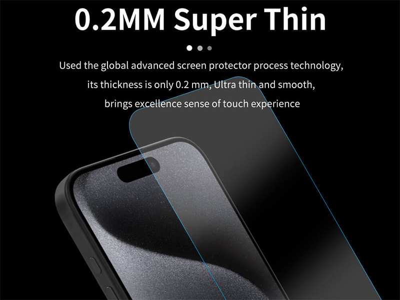 محافظ صفحه نمایش شیشه ای آیفون 15 پرو مکس نیلکین Nillkin Apple iPhone 15 Pro max H+Pro tempered glass