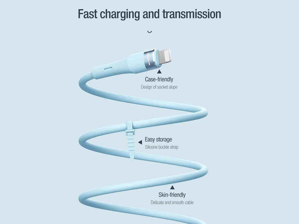 کابل تایپ سی به لایتنینگ 27 وات 1.2 متری نیلکین Nillkin Flowspeed liquid silicone cable Type-C to Lightning PD 27W