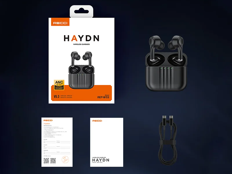 هندزفری بلوتوثی 5.3 رسی RECCI REP-W55 Haydn True Wireless Bluetooth Earphone Stereo