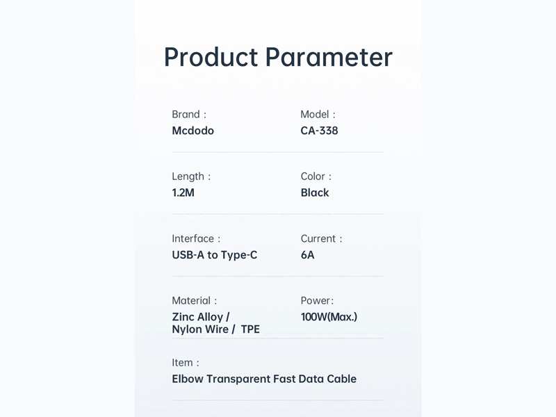 کابل سوپر فست شارژ گیمینگ یو اس بی به تایپ سی 100 واتی 1.2 متری مک دودو MCDODO CA-3380 Type-C 6A Super Charge Cable