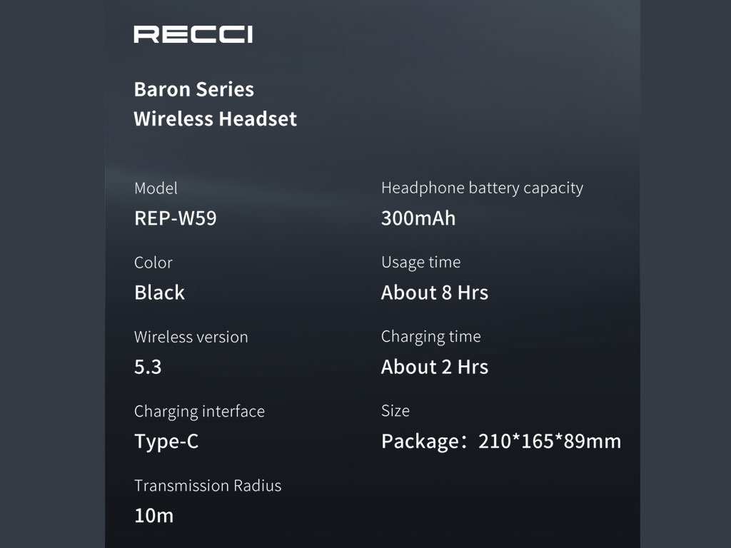 هدفون بلوتوثی رسی Recci Baron Series Wireless ANC REP-W59