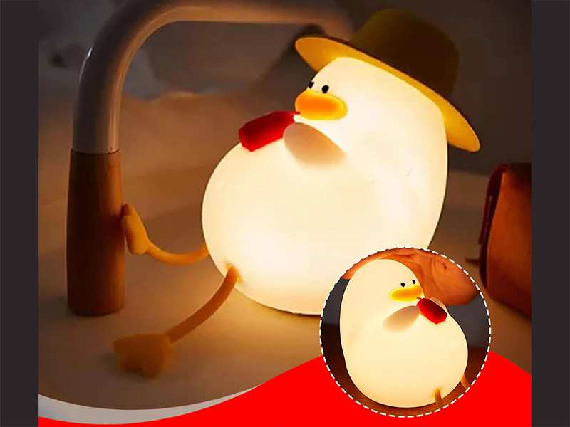 چراغ خواب رومیزی فانتزی سیلیکونی شارژی Silicone LED Duck Night Light Holiday Creative Bedroom XR-MM-L2206