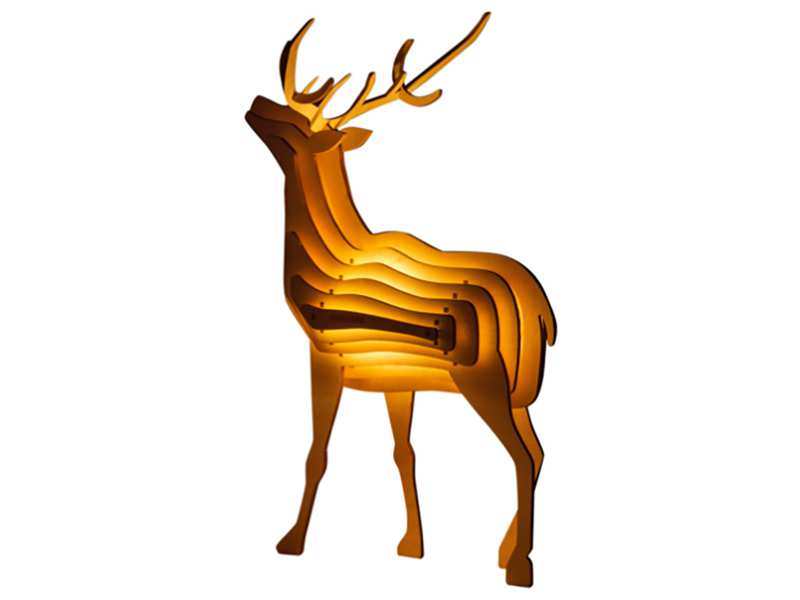 چراغ چوبی رومیزی فانتزی شارژی طرح گوزن Animal Wooden Night Light Interactive Assemble Toys