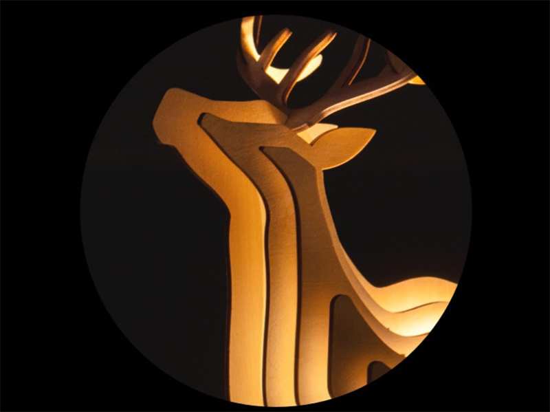 چراغ چوبی رومیزی فانتزی شارژی طرح گوزن Animal Wooden Night Light Interactive Assemble Toys