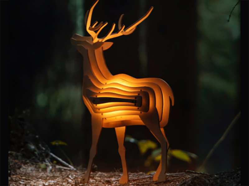 چراغ چوبی رومیزی فانتزی شارژی طرح گوزن Animal Wooden Night Light Interactive Assemble Toys
