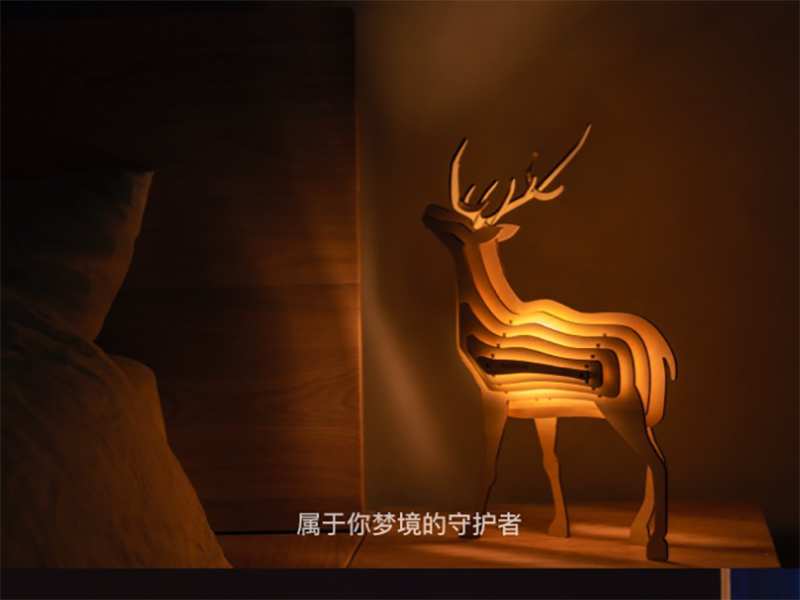 چراغ چوبی رومیزی فانتزی شارژی طرح گوزن Animal Wooden Night Light Interactive Assemble Toys