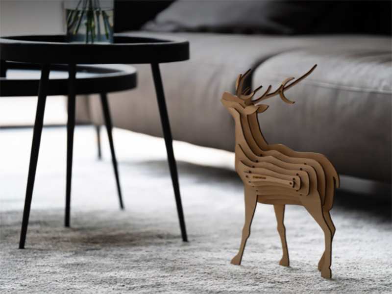 چراغ چوبی رومیزی فانتزی شارژی طرح گوزن Animal Wooden Night Light Interactive Assemble Toys