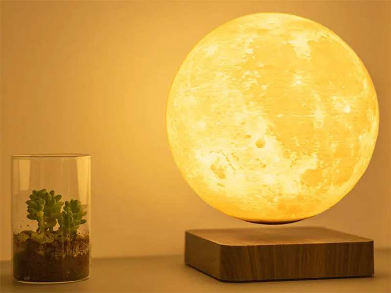 چراغ خواب رومیزی ماه شناور مغناطیسی پرینت سه بعدی معلق Magnetic levitation moon lamp romantic light levitation 3D printing