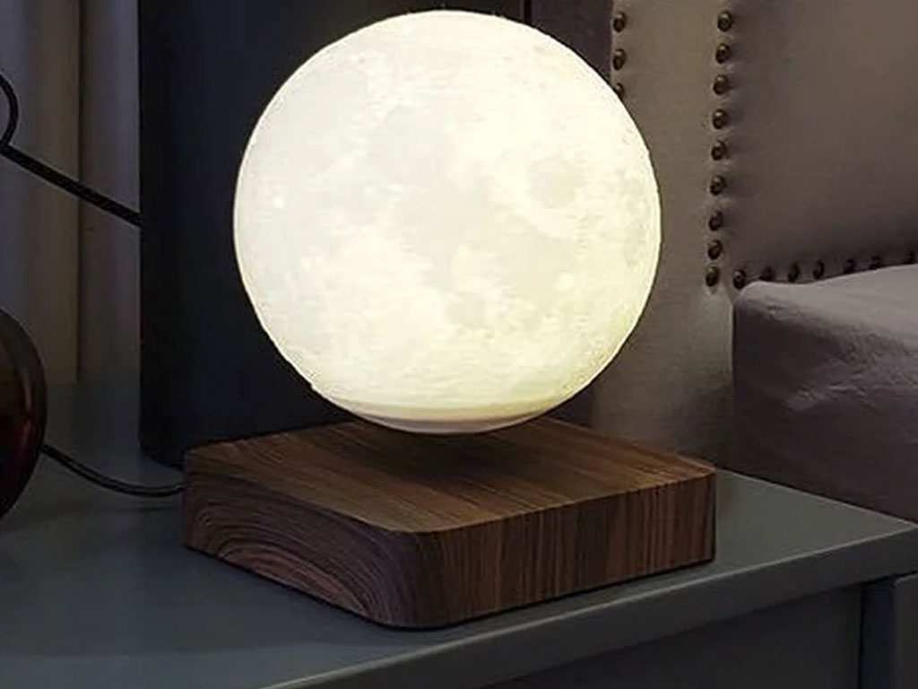 چراغ خواب رومیزی ماه شناور مغناطیسی پرینت سه بعدی معلق Magnetic levitation moon lamp romantic light levitation 3D printing