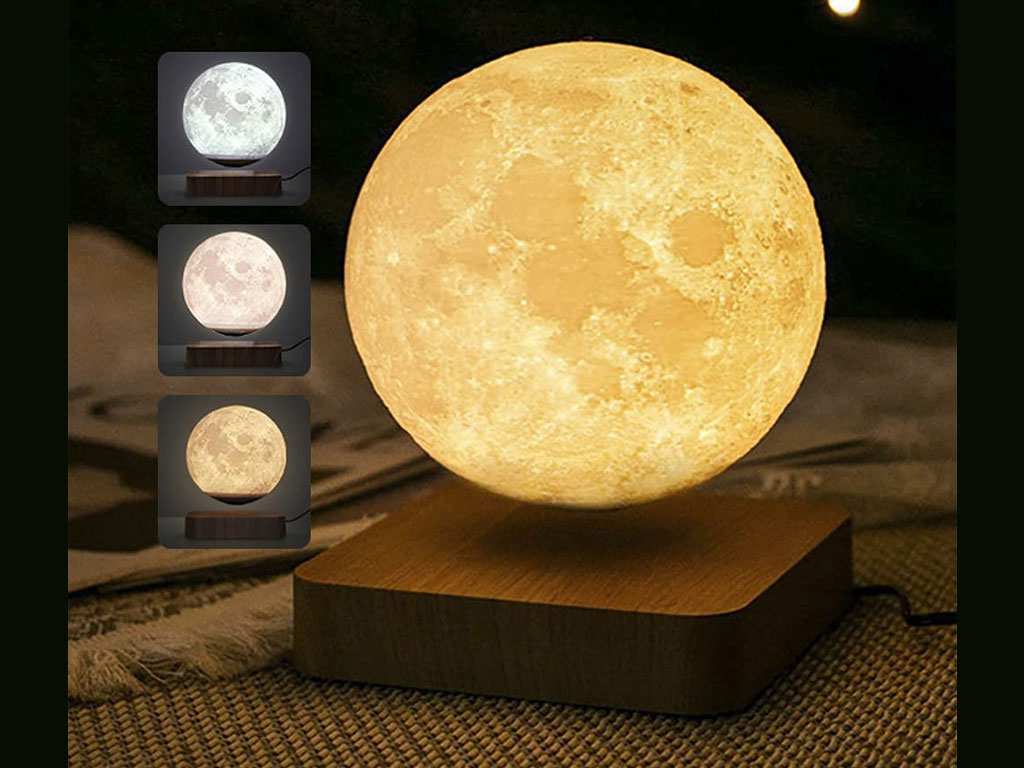 چراغ خواب رومیزی ماه شناور مغناطیسی پرینت سه بعدی معلق Magnetic levitation moon lamp romantic light levitation 3D printing